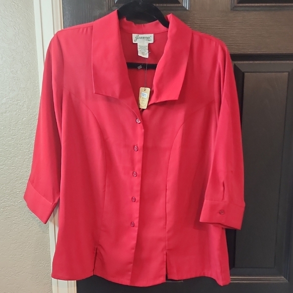 Women's Red Button-Up Top - Picture 1 of 3